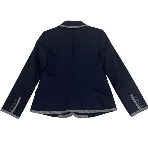 Pendleton 2P Navy Wool Blazer Jacket | Plaid Trim Preppy Old Money Equestrian - Picture 8 of 8